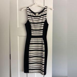Black and white stripe form fitting dress